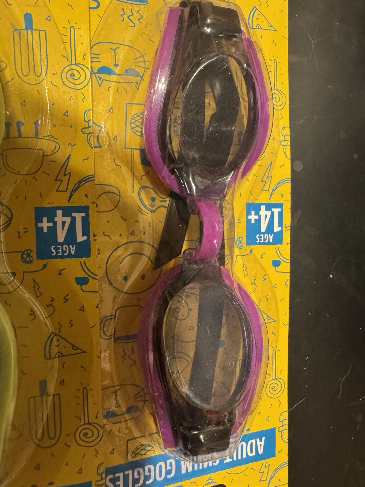 2 Pack Unisex-Adult Swim Goggles, purple and green, new in factory packaging