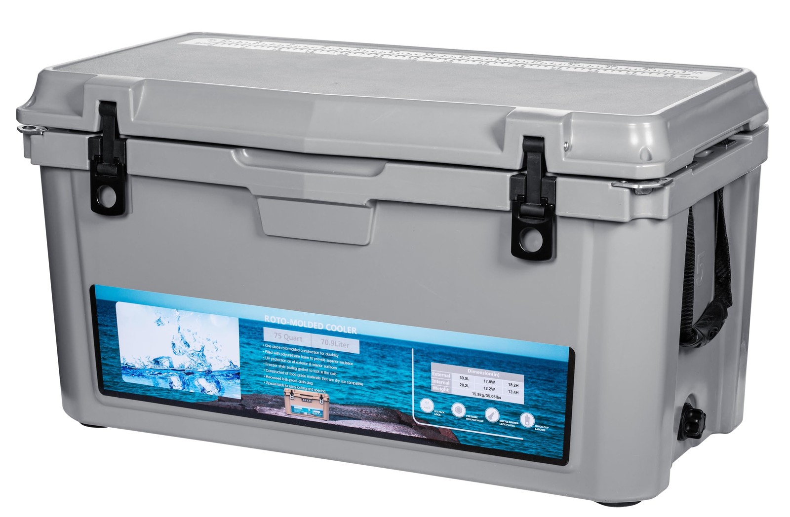 45/70/75/110qt Camping Cooler,Extra-Thick Insulation Keeps Ice Up to 7 Days,Picn