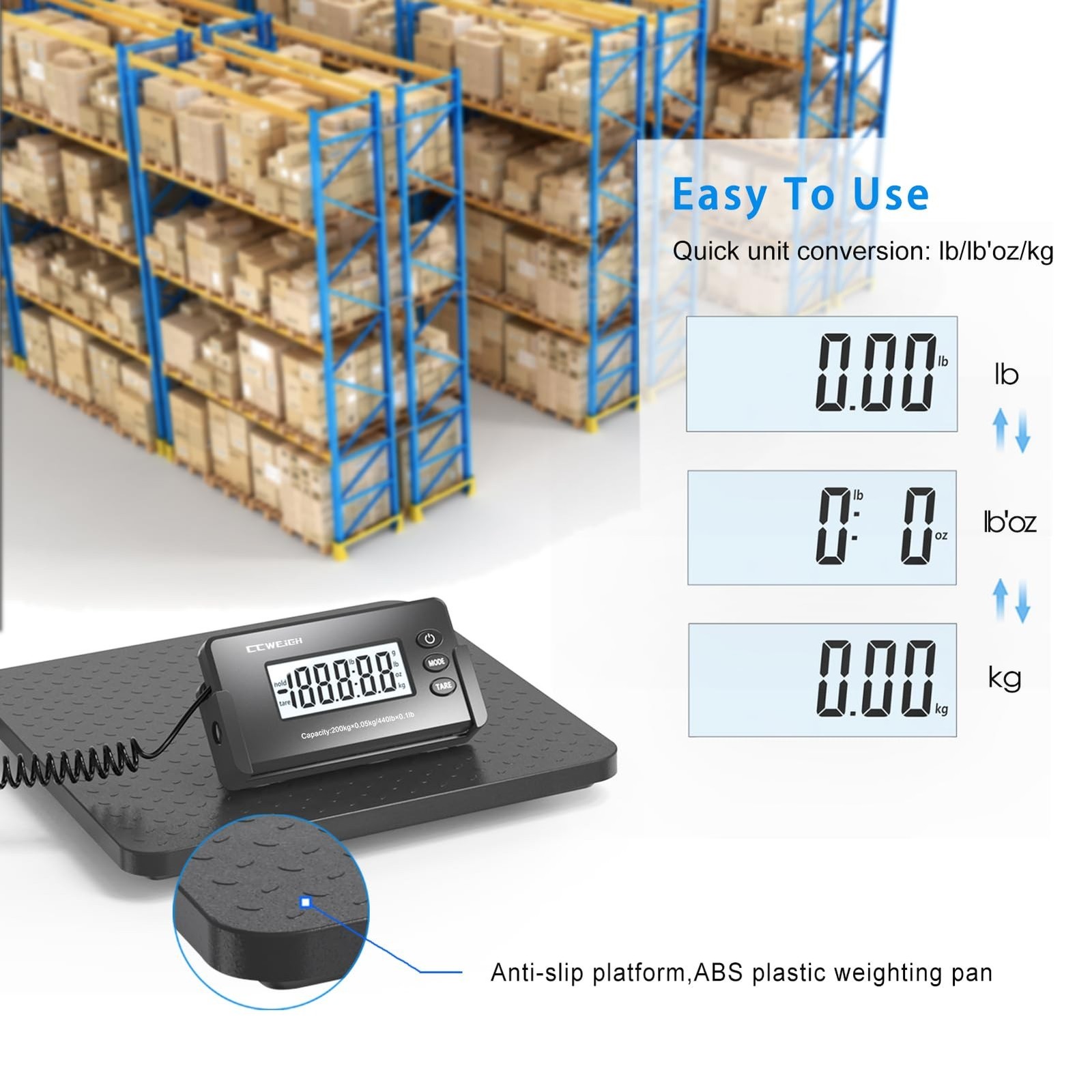 Shipping Scales 440lbs x1oz Highly Accurate Postal Scales Ultrathin ABS Large…