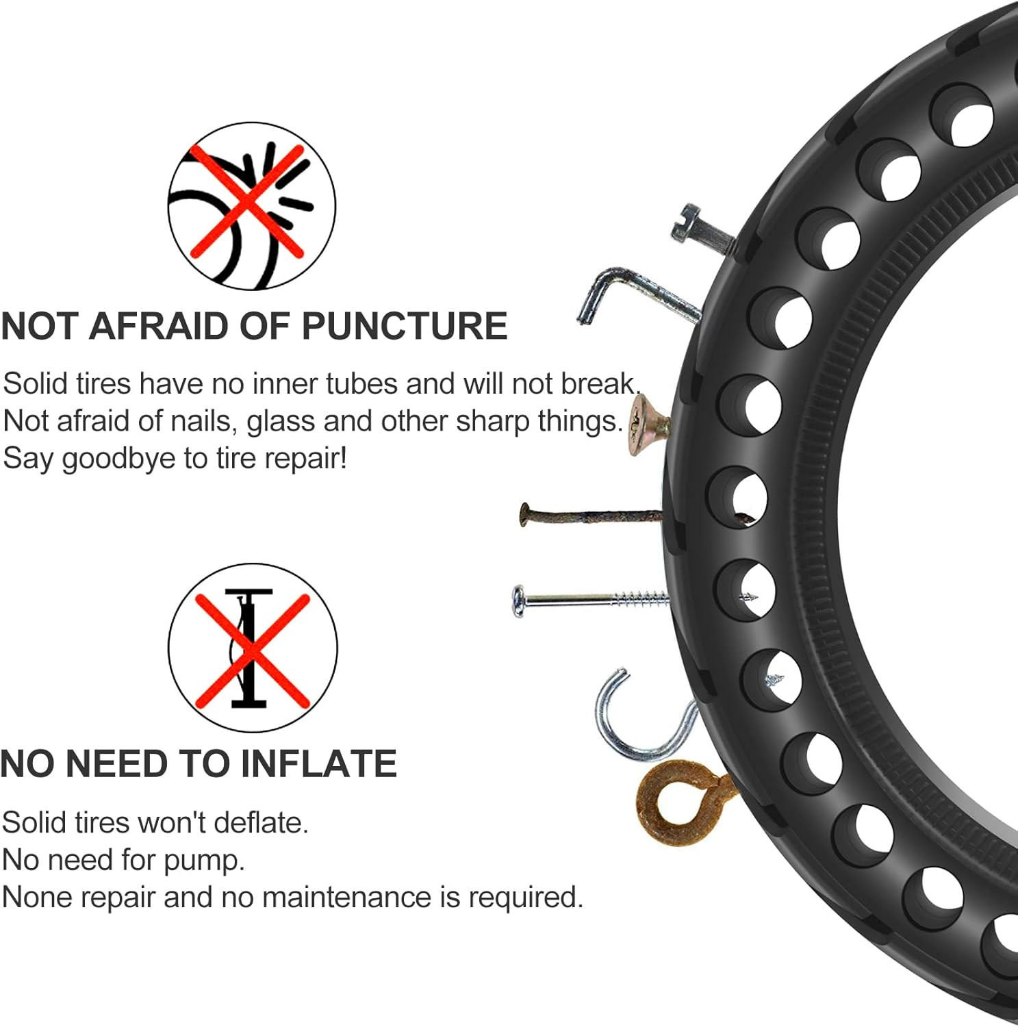 50/75-6.1 Tubeless Solid Tires for Electric Scooter 8 1/2 X2 Tire for Gotrax GXL