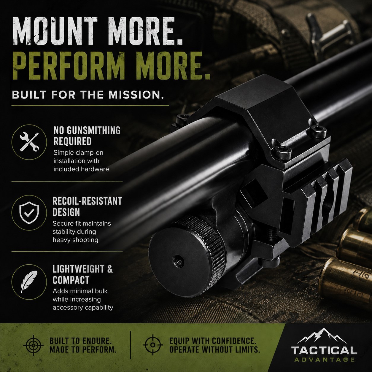 Trinity tactical mount for rock island all generations 12 gauge pump hunting hom