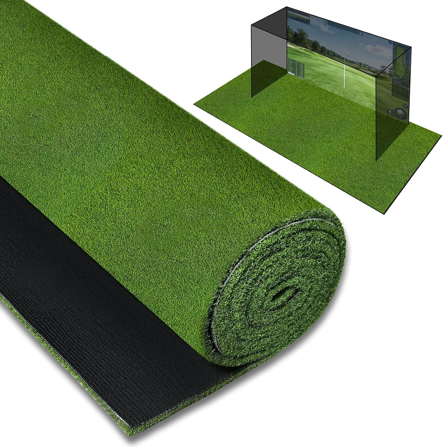 Golf Simulator Turf Mat, 0.6/1.2in 6/8/10/12ft Golf Mats Artificial Grass | For