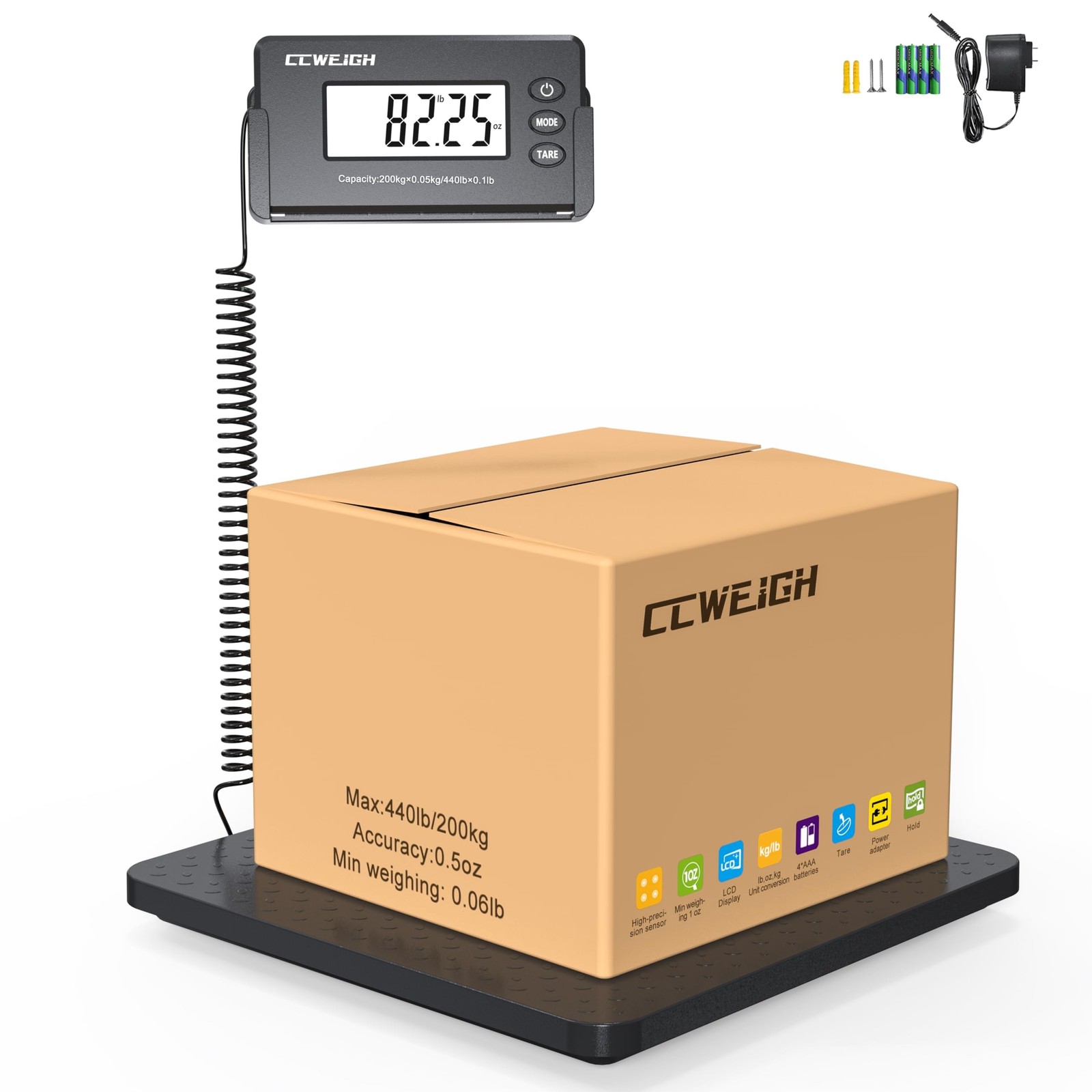 Shipping Scales 440lbs x1oz Highly Accurate Postal Scales Ultrathin ABS Large…