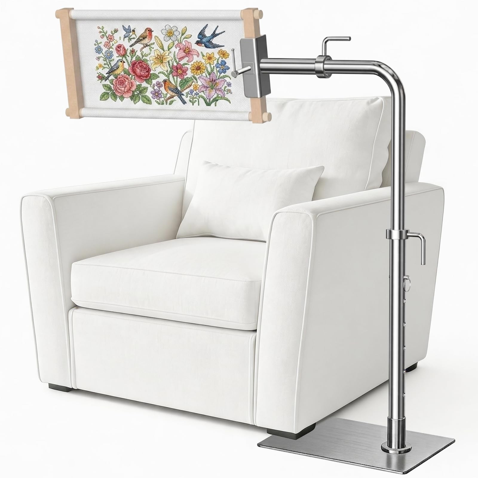 Workstand with Side Clamp for Lowery Stand, 360° Rotating Metal Silver