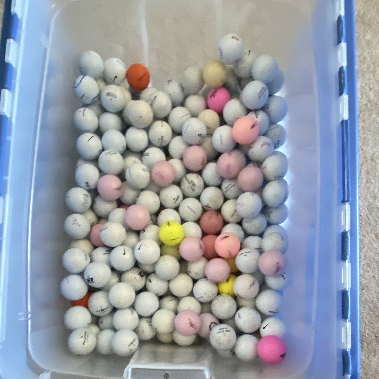 Mixed Lot Recycled Golf Balls Assorted Colors White Pink Yellow Orange
