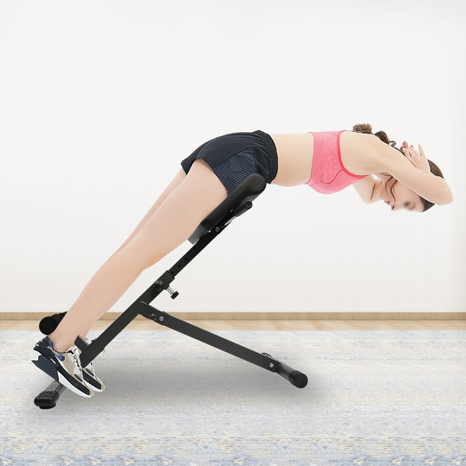 265 lbs Hyperextension Bench Adjustable Roman Chair Fitness Workout – Up Chair