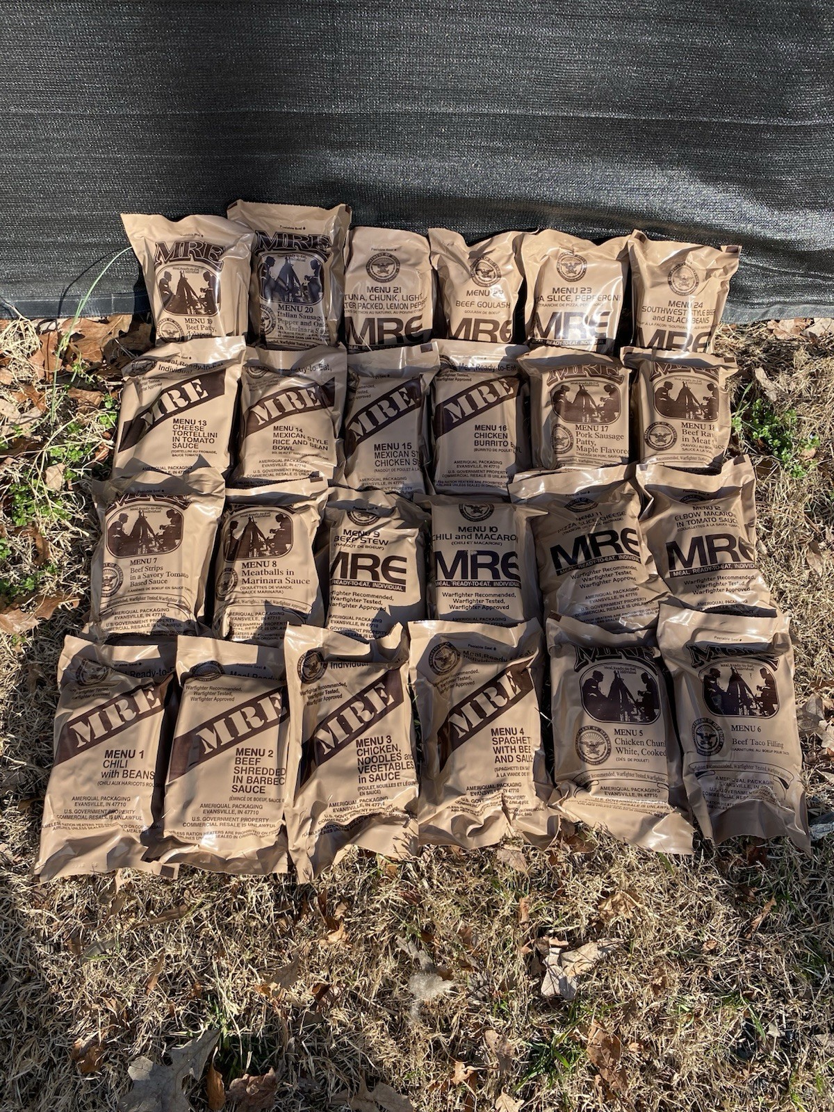 MRE U.S. Military Ready to Eat Meals Case A & B 24 Meals FREE SHIP