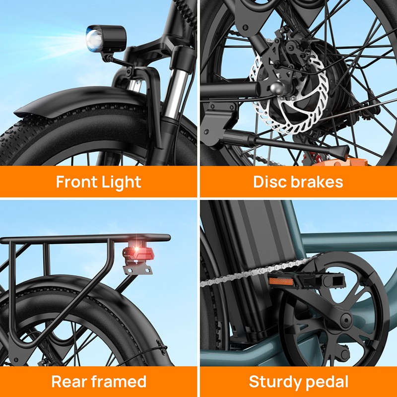 URLIFE 20″ Fat Tire Electric Bike for Adult 1000W 48V13AH Electric Bicycle Ebike