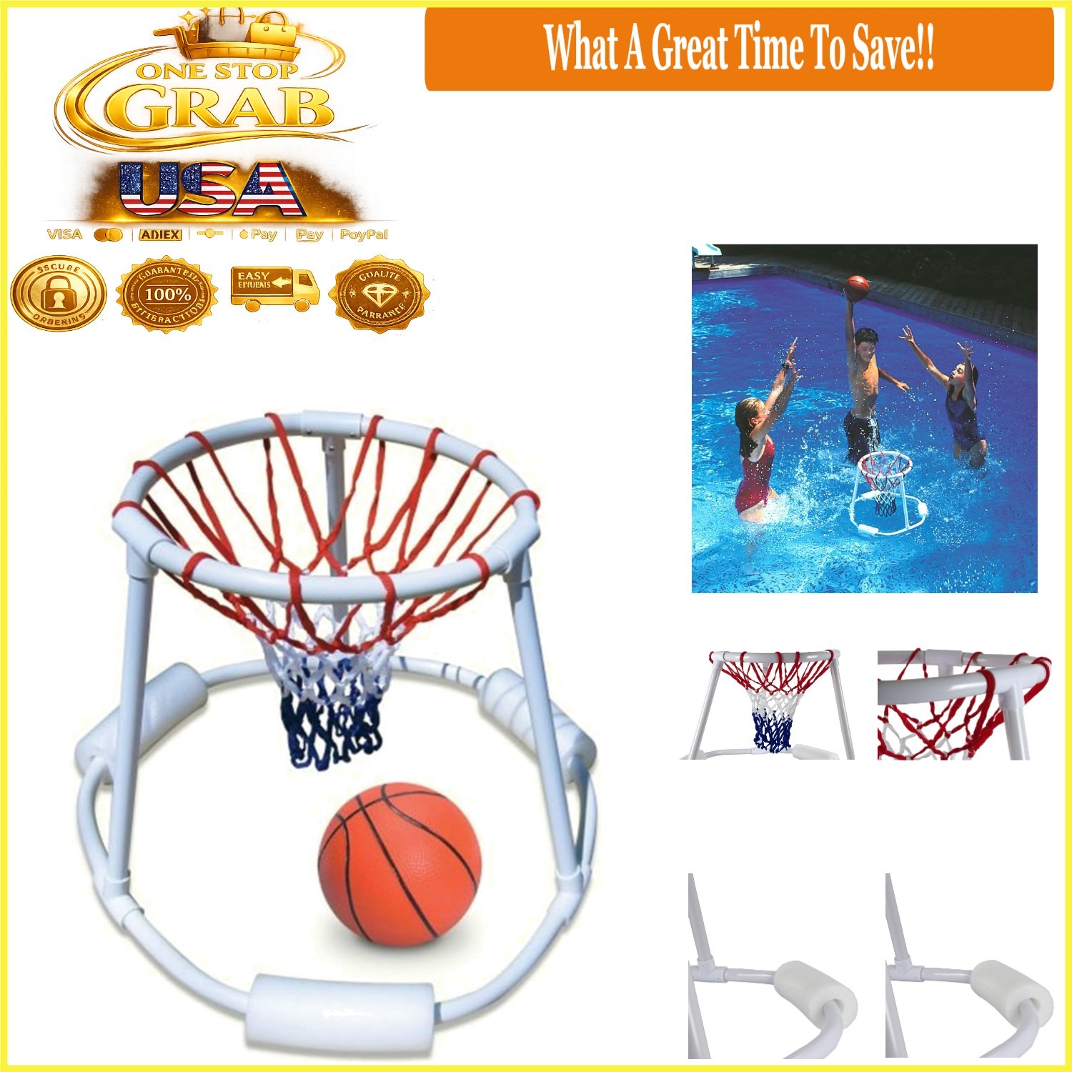 Super Hoops Floating Pool Basketball Game With Ball & Net for Kids & Adults