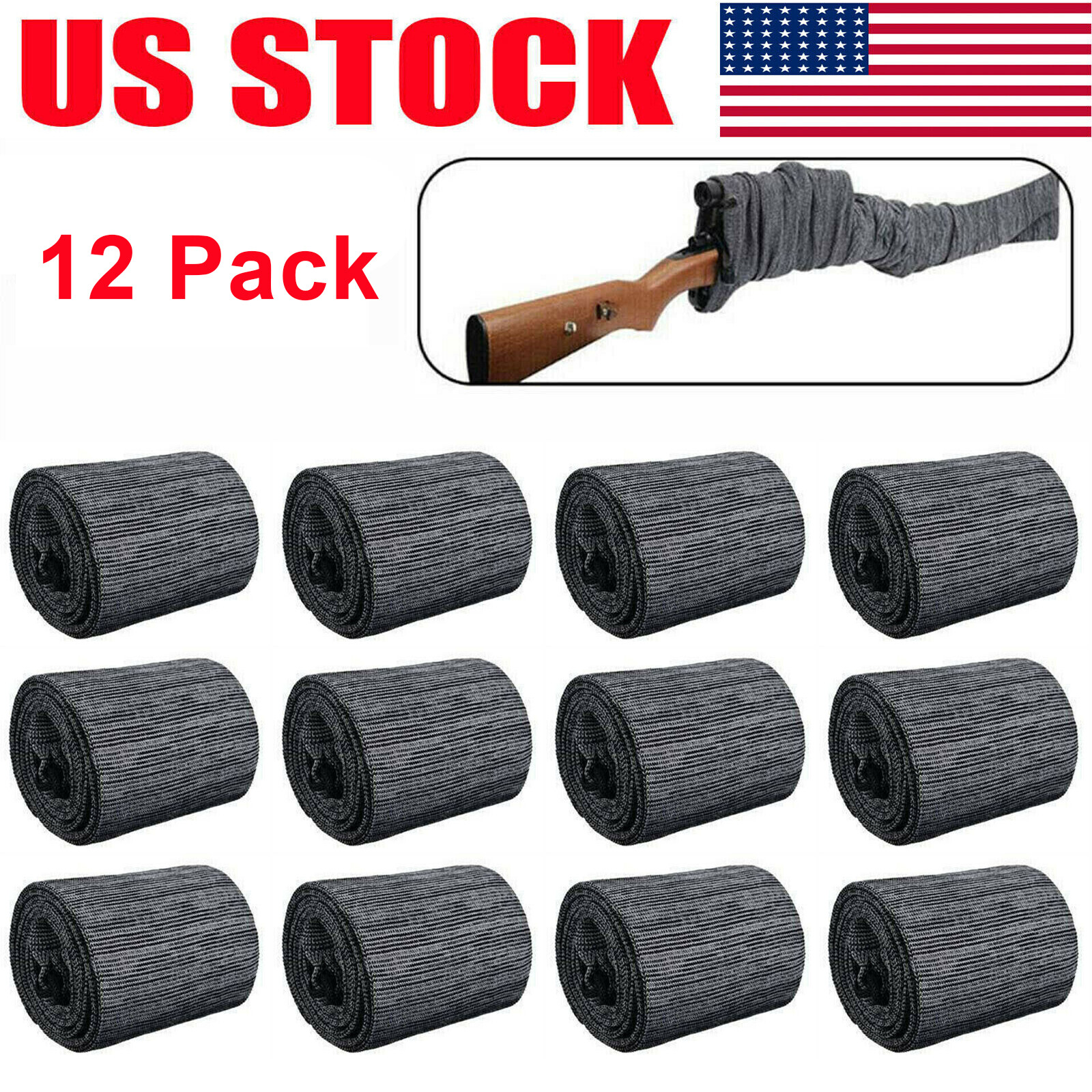 12 Pack Shotgun/Rifle Socks Hunting Gun Sleeve Silicone Treated Gray 55″ in US