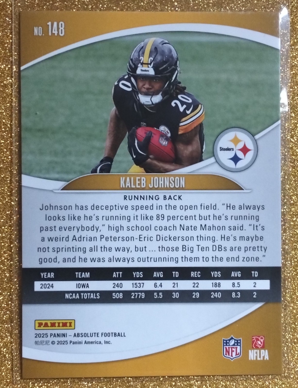 2025 NFL GREEN ROOKIE RC CARD – [PITTSBURGH STEELERS] – Kaleb JOHNSON #148