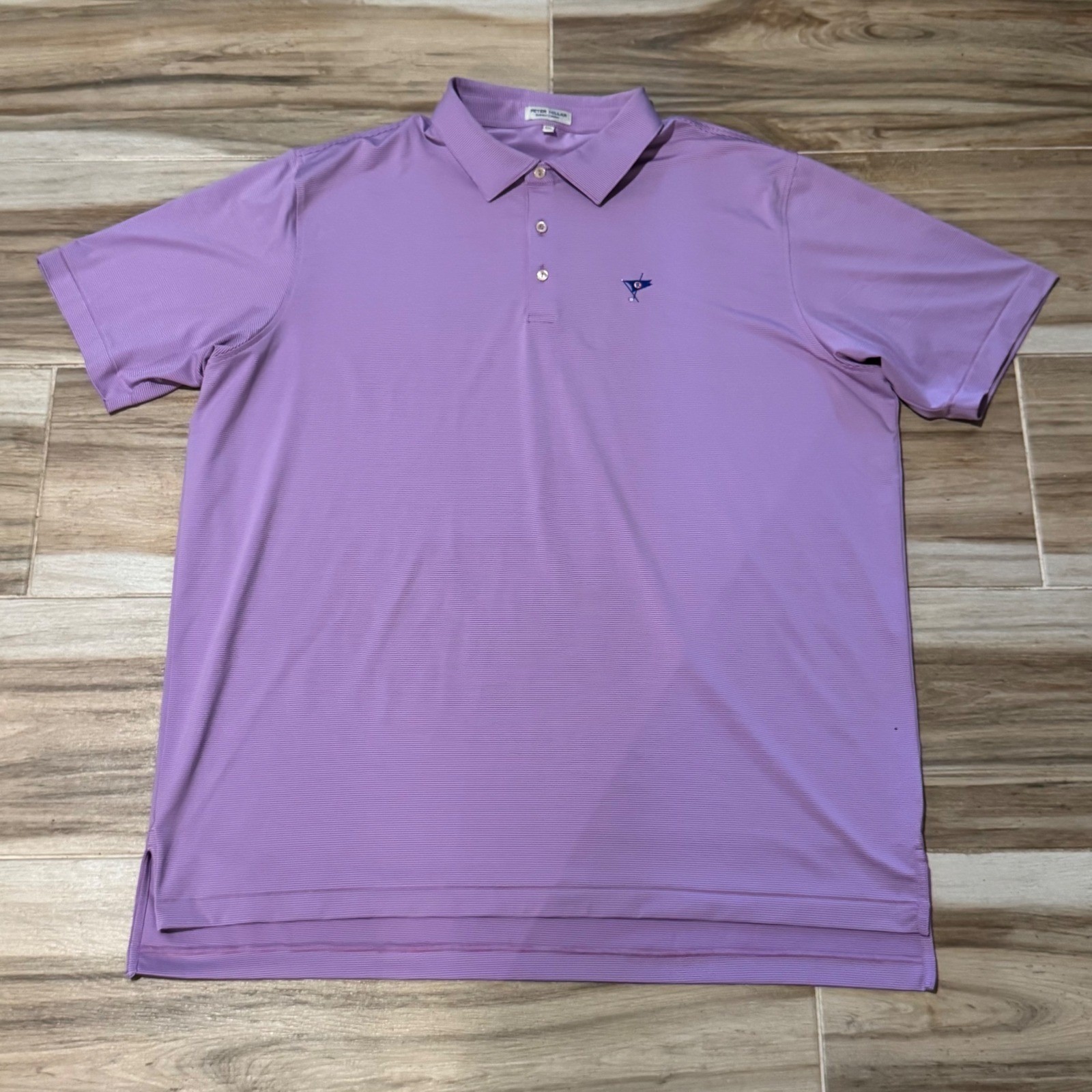 Peter Millar Summer Comfort Mens XXL Purple Striped Golf Polo Shirt Short Sleeve