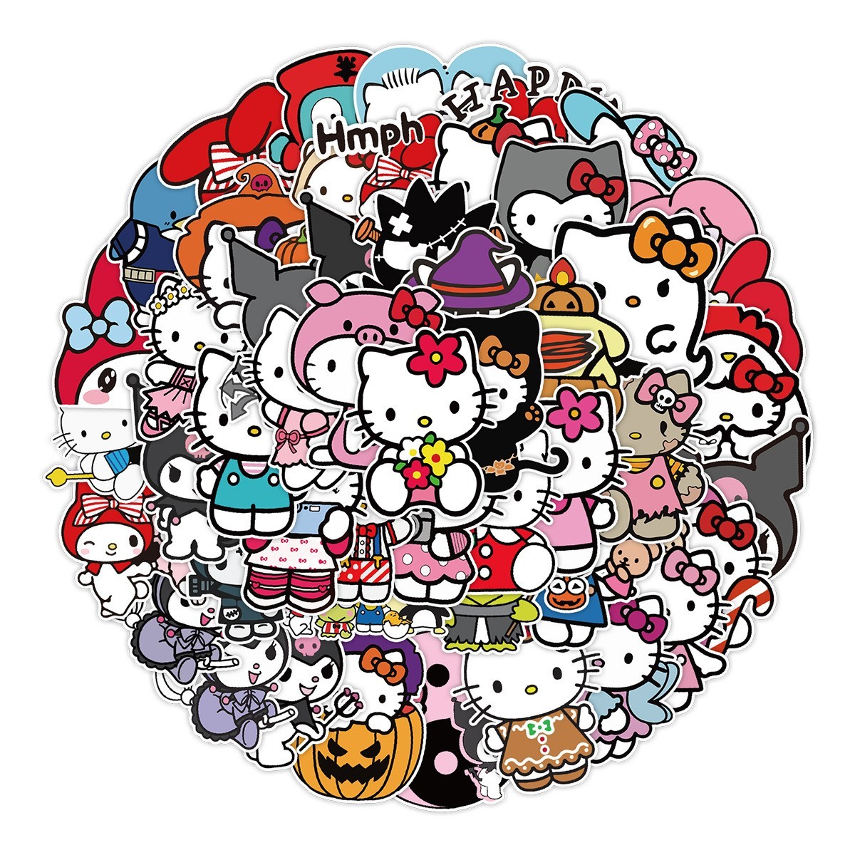 50PCS Cute Cartoon Kitten Stickers – Waterproof Vinyl Sticker Pack