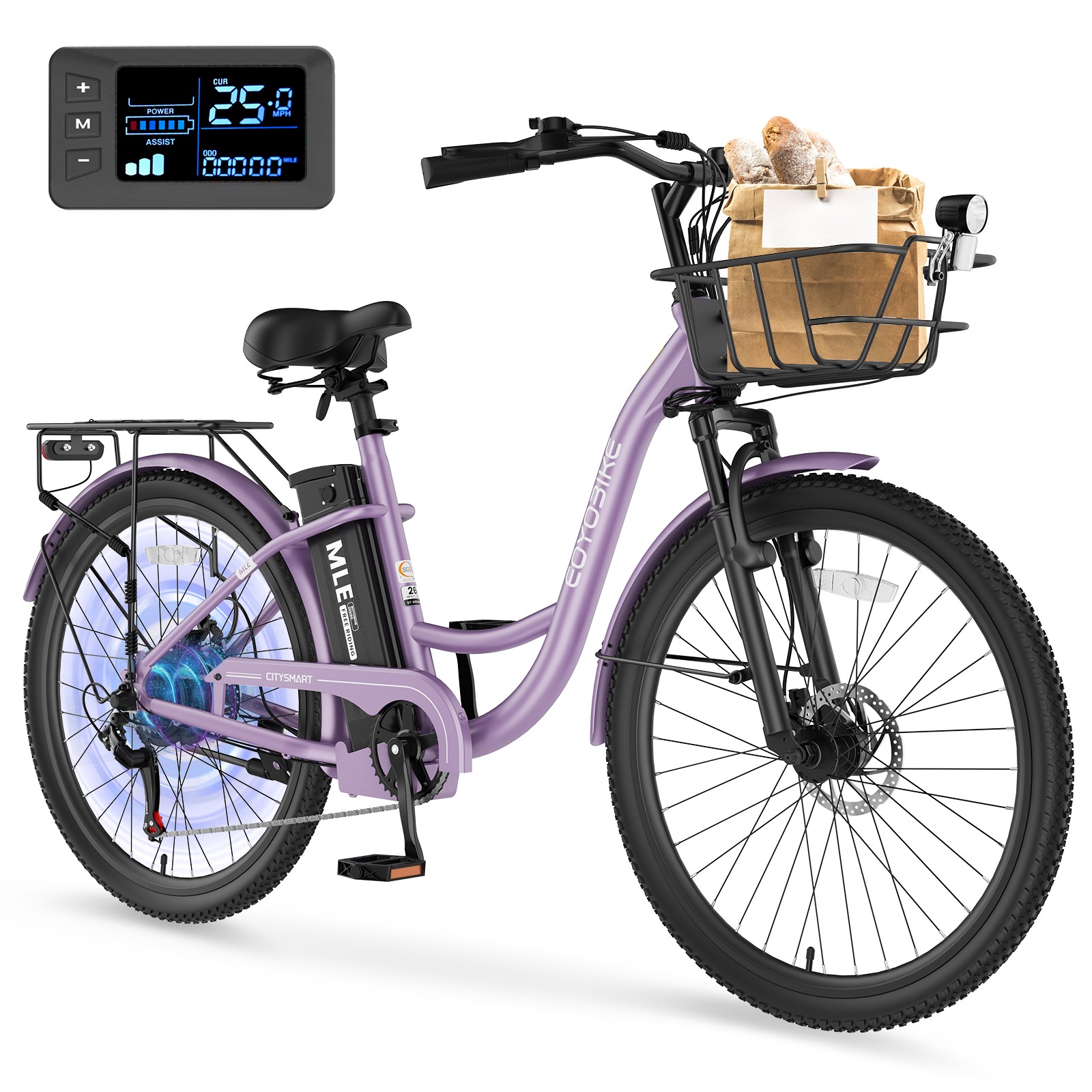 SLSY Electric Bike for Adult Women 24 26Inch Step Through City Cruiser Ebikes
