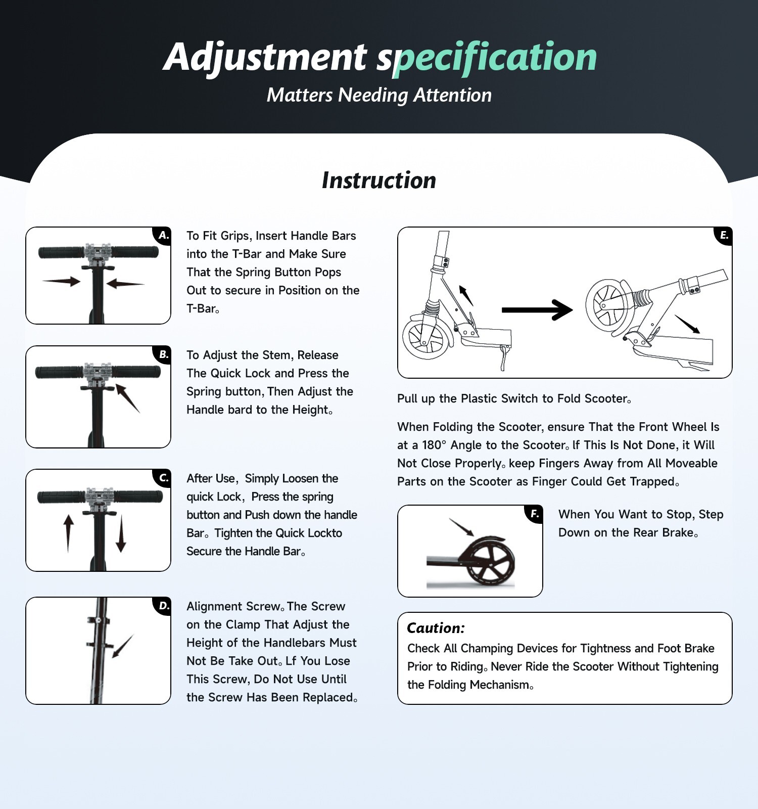 Foldable Kick Scooter Adjustable for Teens Adult Big Wheels No Assembly Unisex