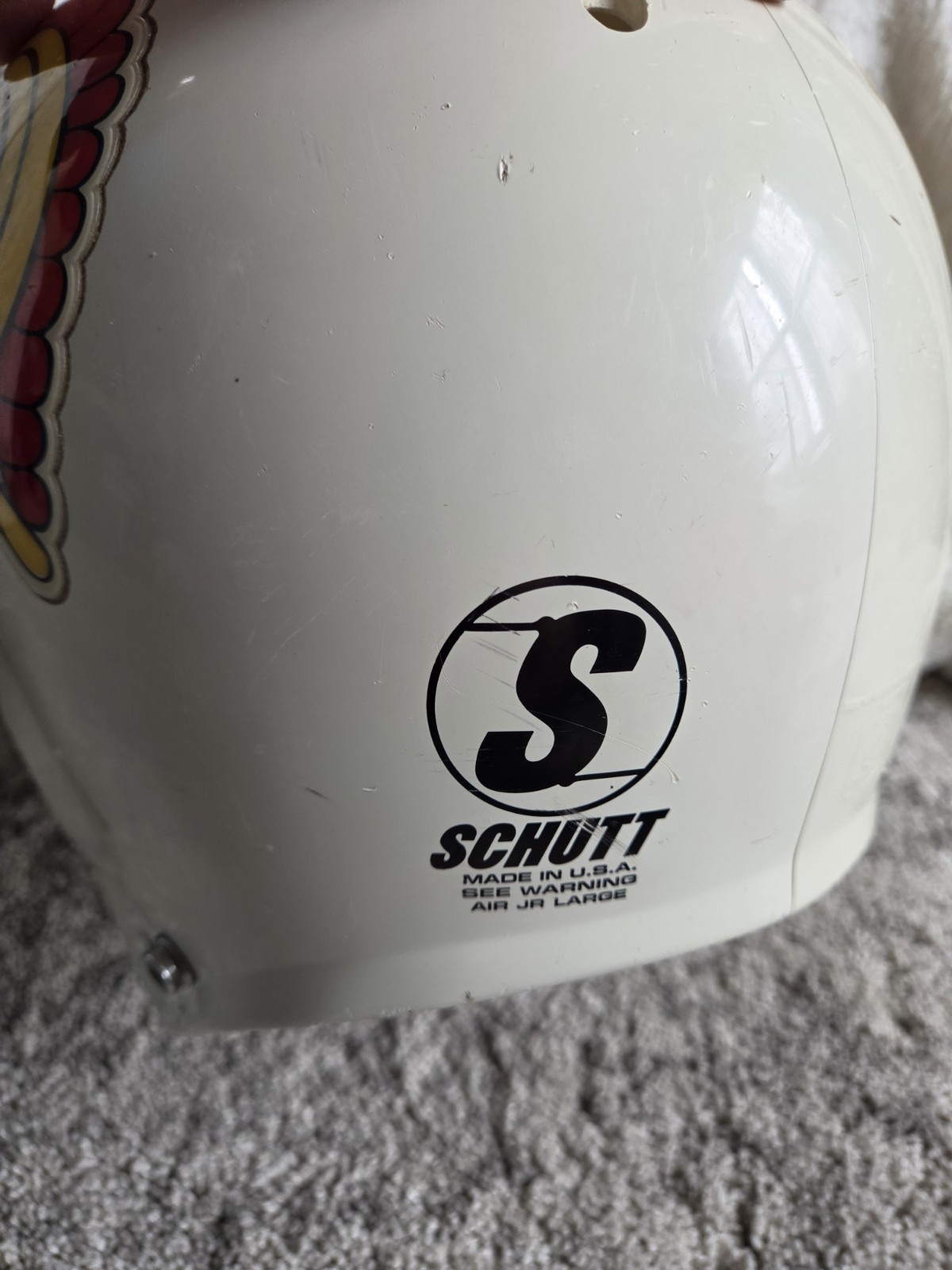 Vintage Large Schutt AIR Football Helmet Air Junior WHITE Spartan Logo