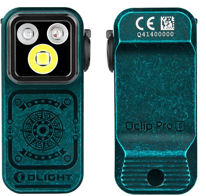 Olight Oclip Pro S Sunken Artifact Clip Flashlight, 600 Lumens White, UV, RGB