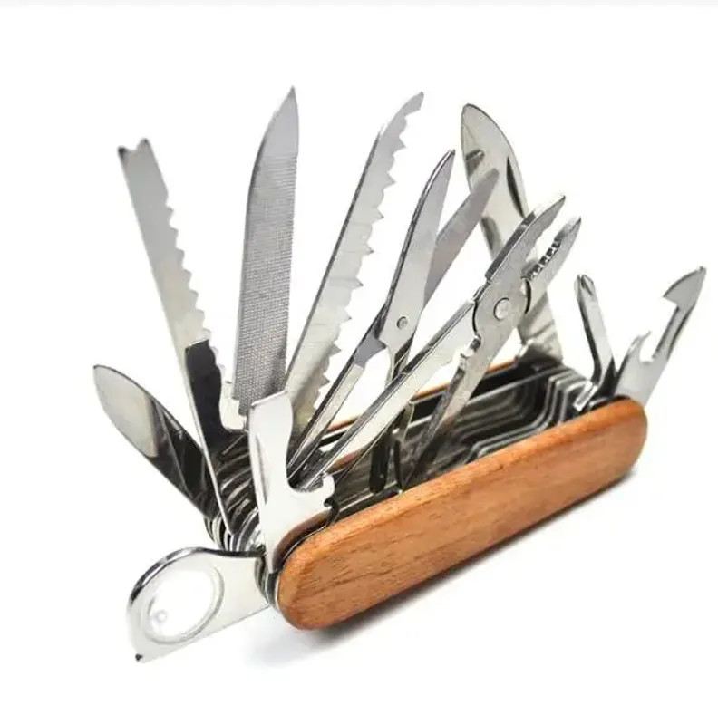 BEST QUALITY 17 in 1 Swiss / Navy Style Pocket Knife Multi Tool , Black, Brown