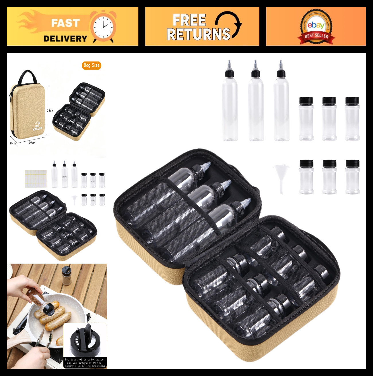 11-Piece Portable Camping Spice Kit – Leakproof Containers, Funnel & Hard Case –