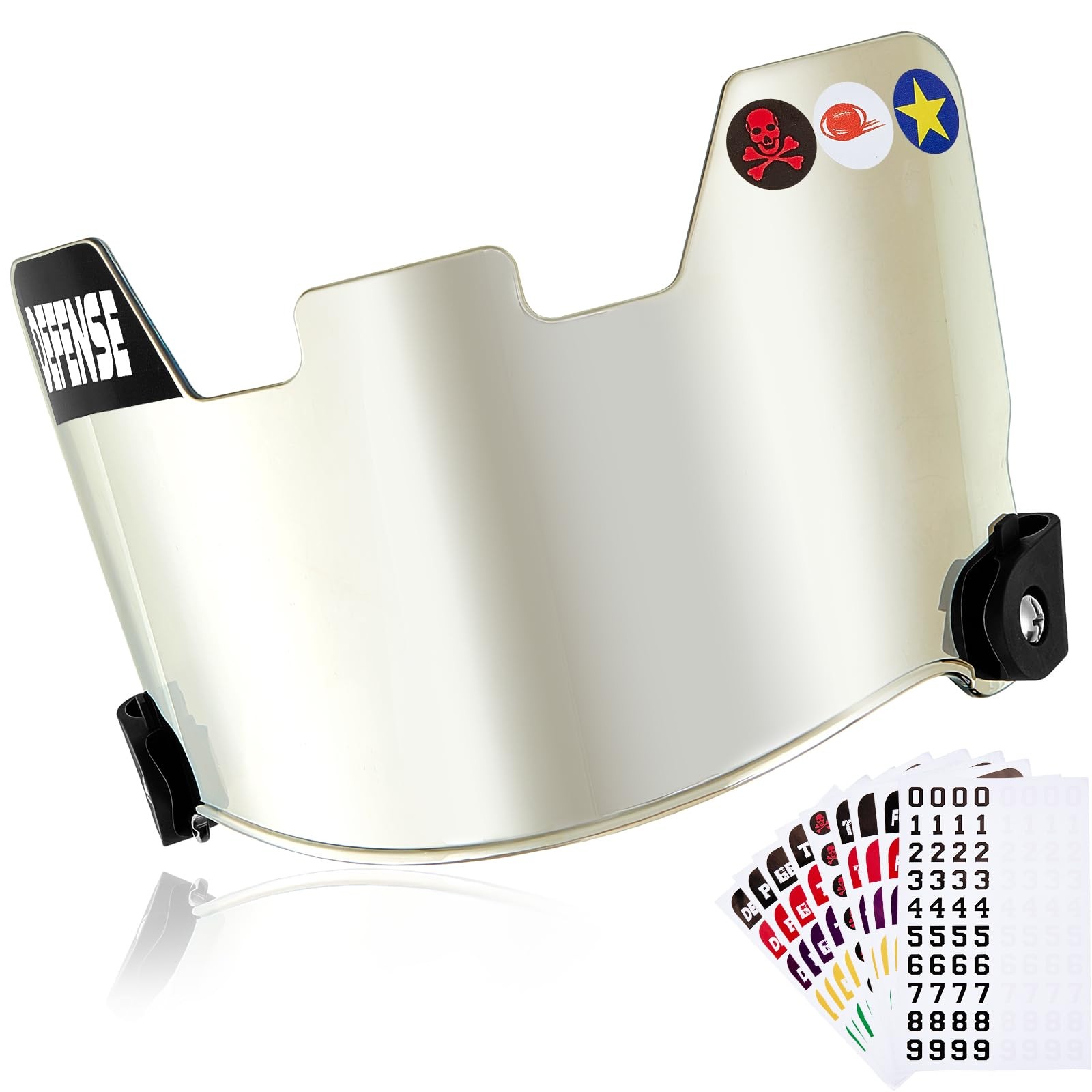 Universal Football Helmet Visor with Stickers & Clips Scratch Resistant Eye