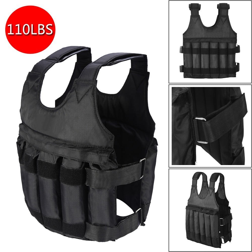Exercise Weighted Vest Fitness Training Workout Sport 110lbs Weighted Adjustable