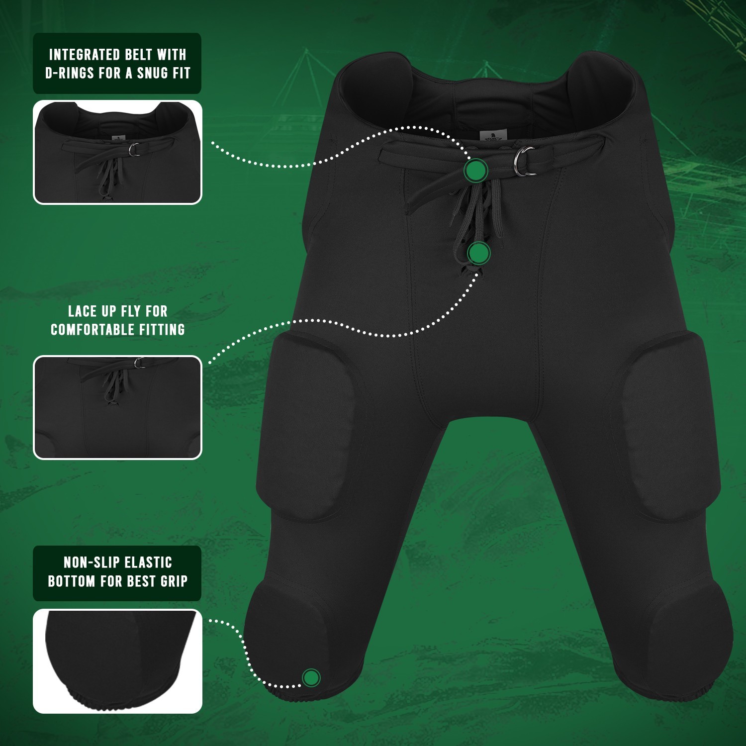 Exxact Sports Youth & Adult Integrated Football Pants with Bubble Pro Pads
