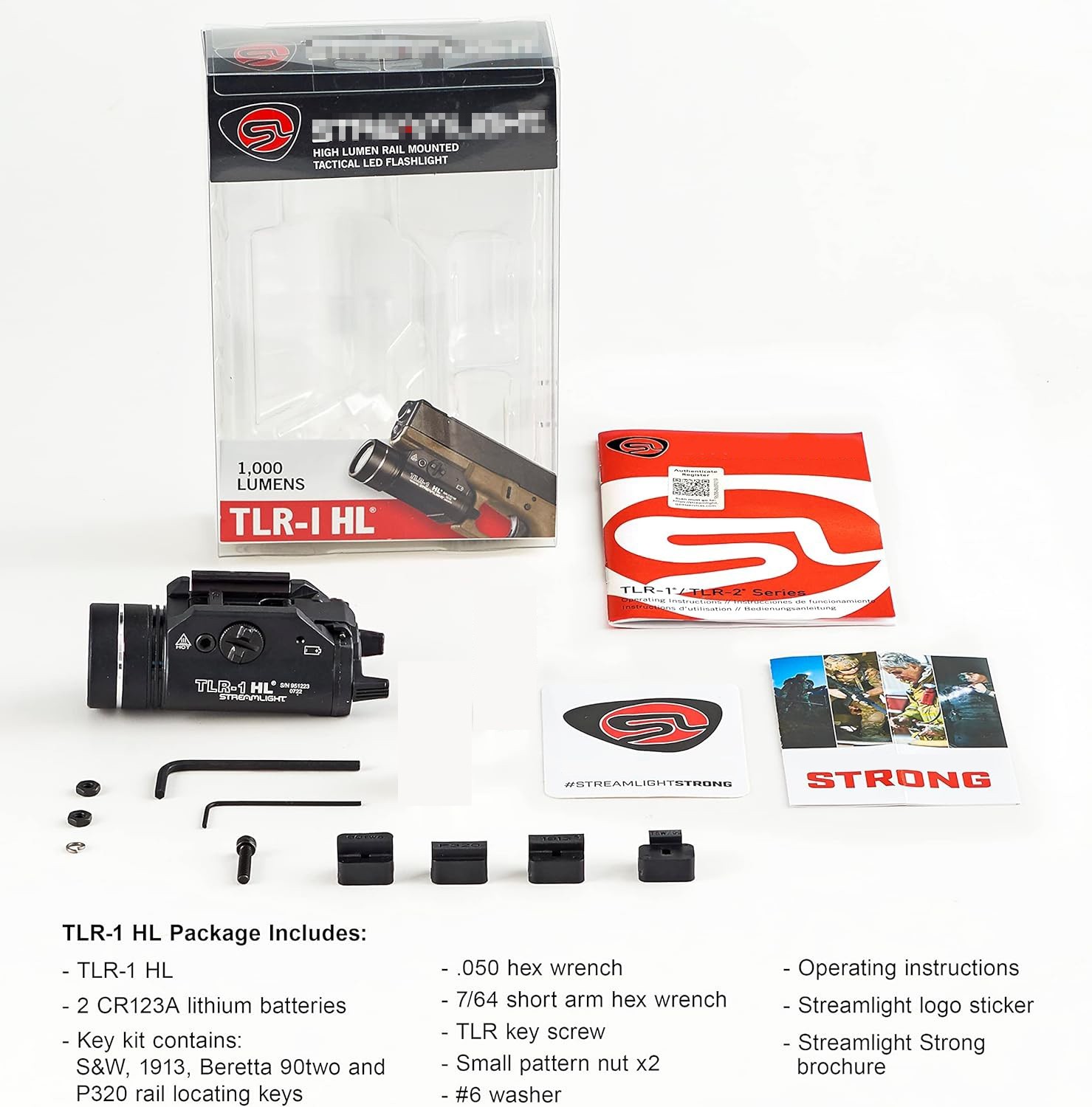TLR-1 HL 1000 LM rail mounted tactical flashlight Metal Flash Light Black – USA