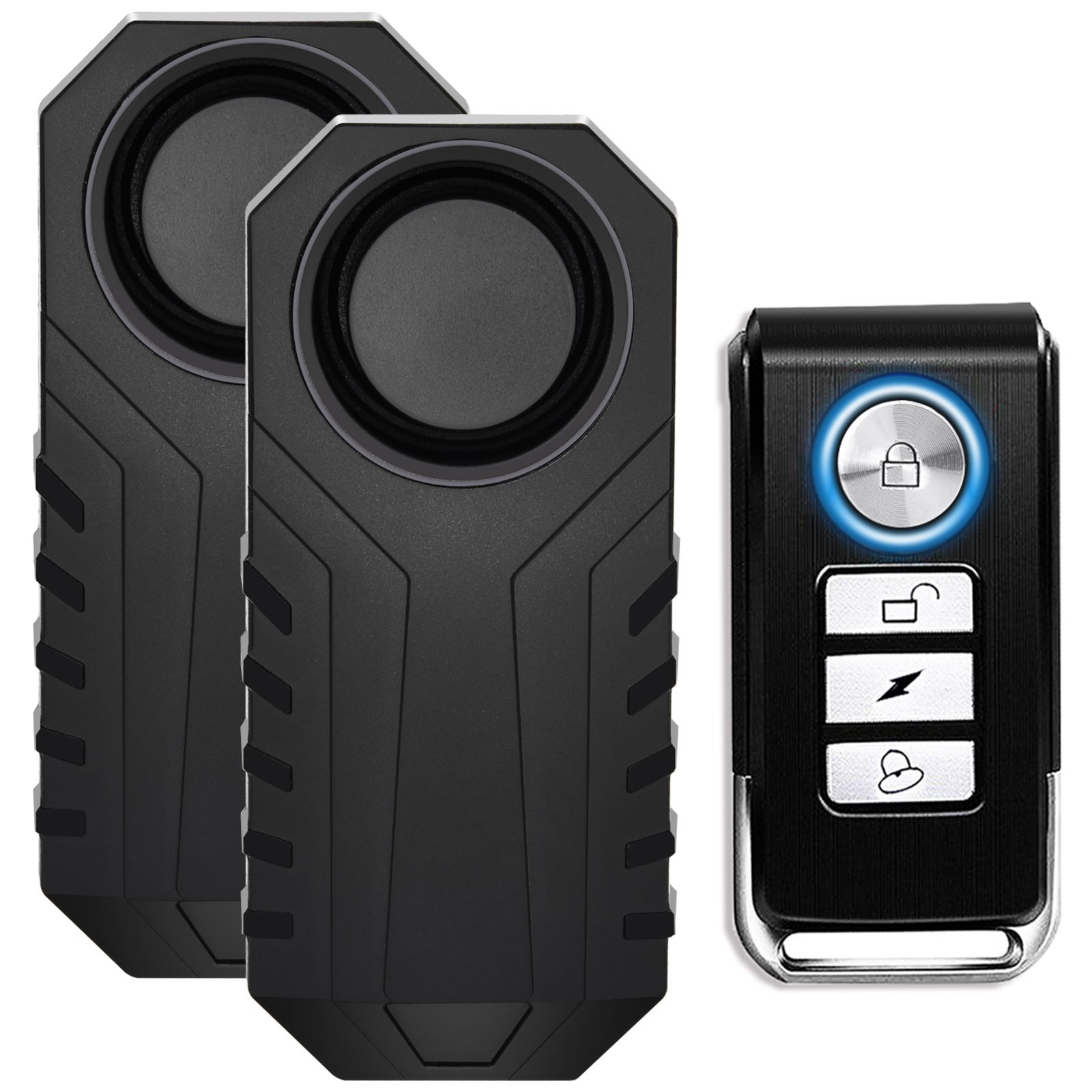 IP65 Waterproof Bike Alarm 2 Hosts 1 Remote 113dB Wireless Vibration Sensing