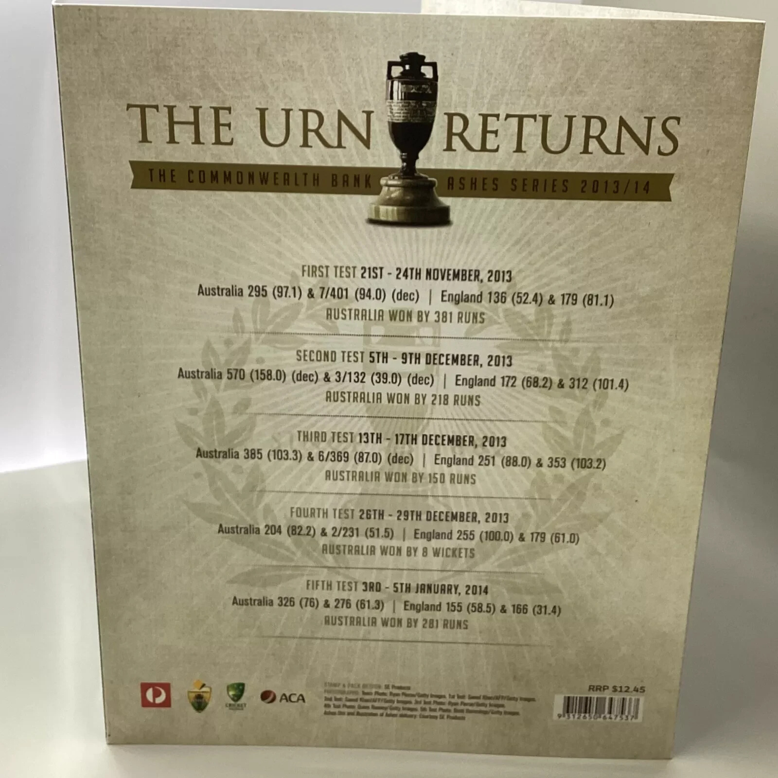 The Urn Returns Ashes Series 2013-14 Australian Decimal Stamp Folder
