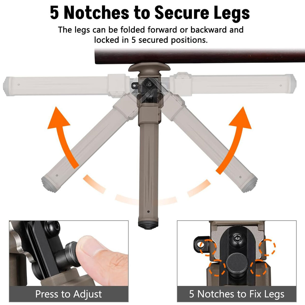 Hunting Rifle Bipod Lightweight Adjustable 7.5-10.5″ for Sling Swivel Stud Mount