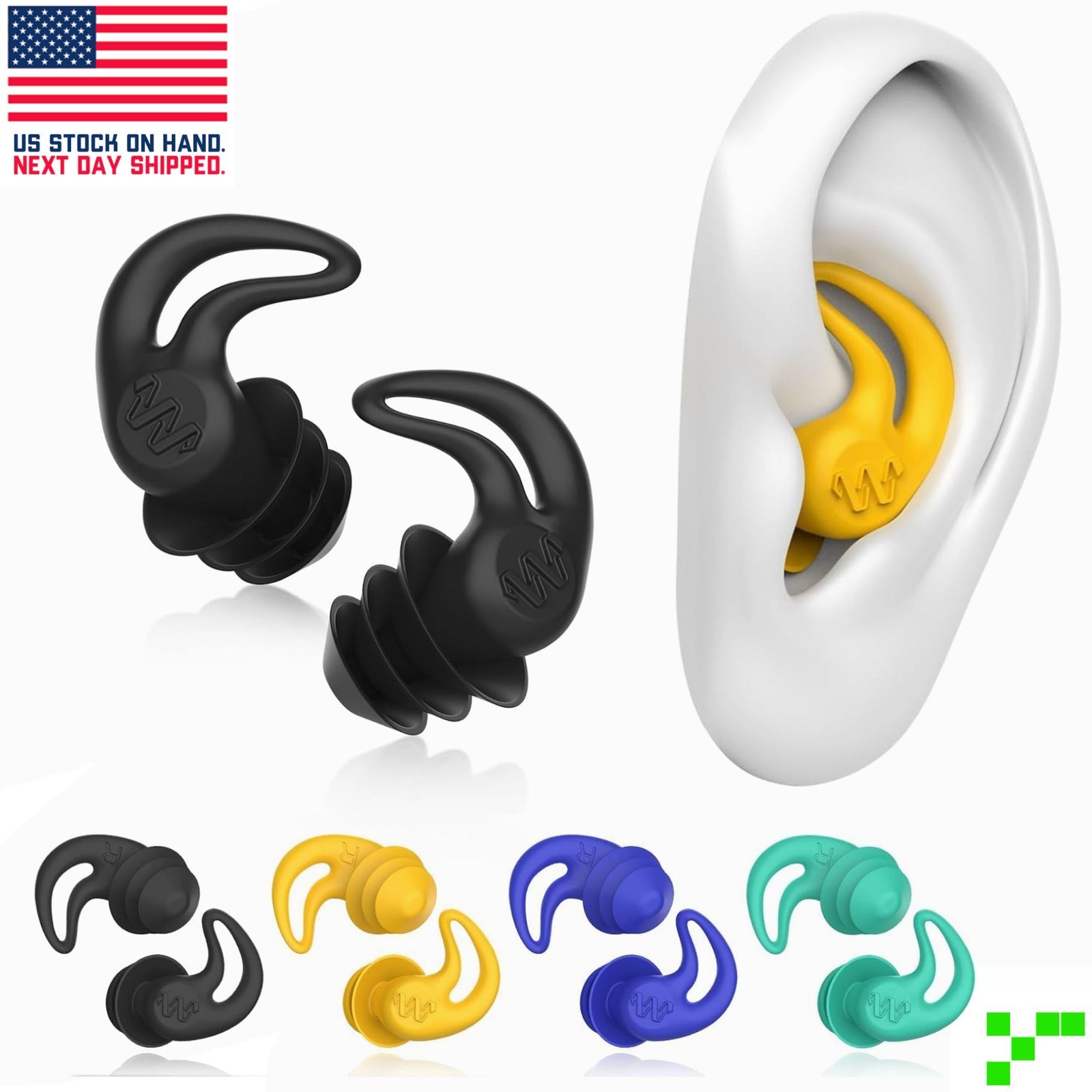 4-PAIRS Waterproof Swimming Ear Plugs for KIDS Reusable Silicone w/ Cases