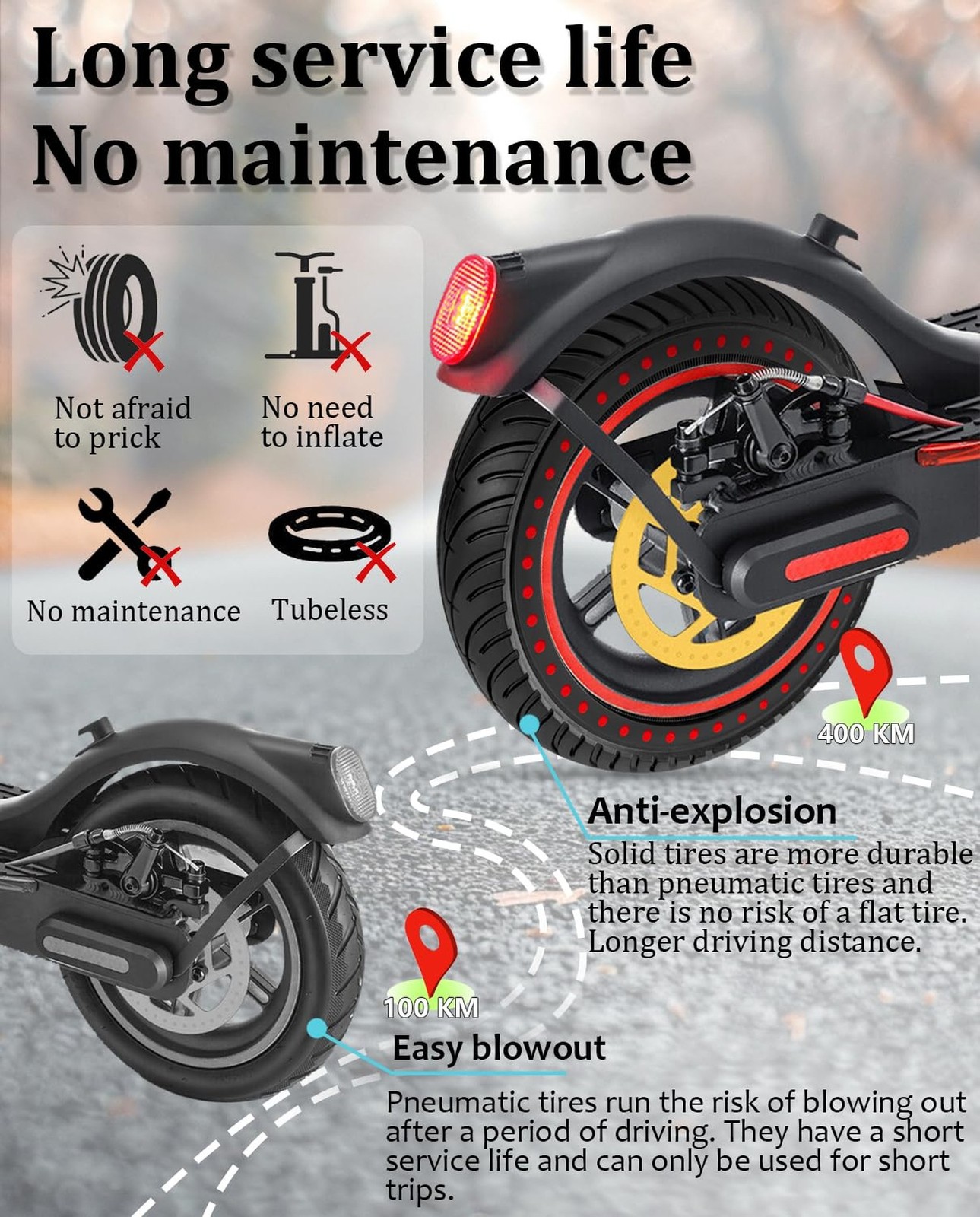 GYL 50/75-6.1 Scooter Tire: 8.5×2 Inch Solid Tires Replacement for Gotrax GXL…