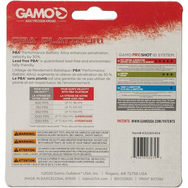 Gamo 632265454 PBA Platinum Air Gun Pellets, .177 Caliber Domed (100 Count)
