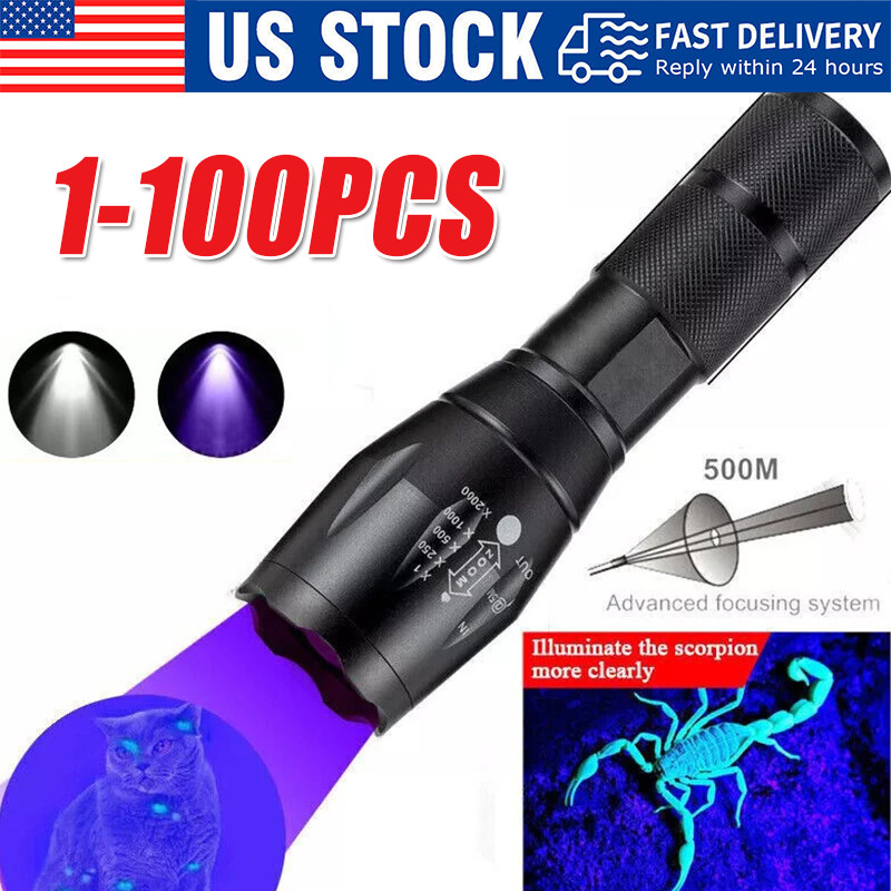 UV Flashlight Black Light Super Bright 120000lm Torch Ultra Violet Lamp LED