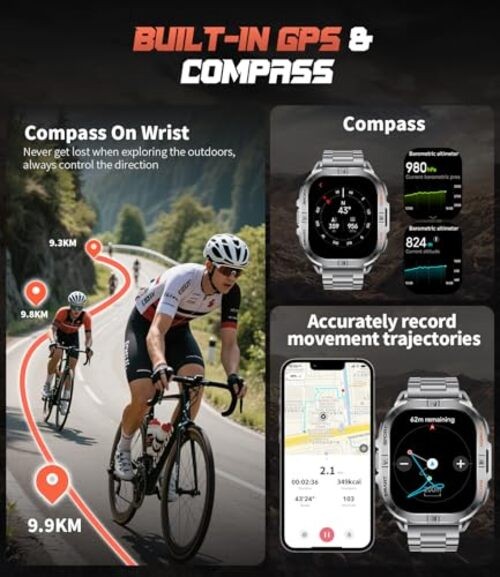 GPS Military Smart Watch for Men(Answer/Call), 2.13” Smartwatch,60 Days DM6-E