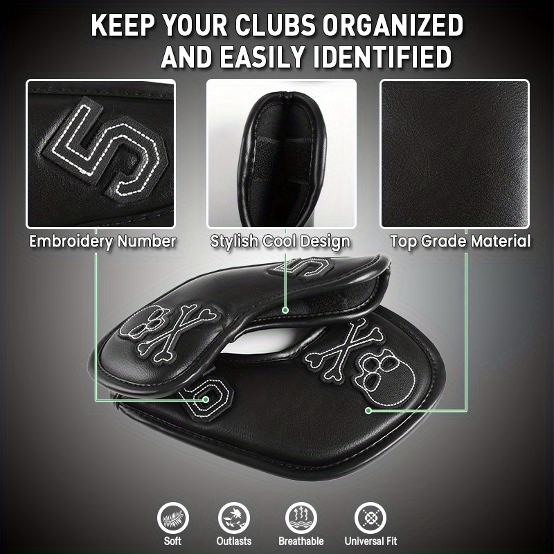 Golf Iron Head Cover Golf Skull Head Cover Golf Club Scratch Resistant 10 Pack