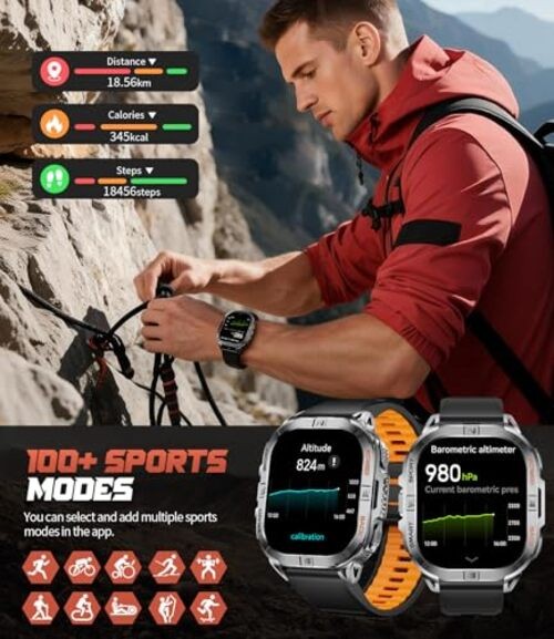 GPS Military Smart Watch for Men(Answer/Call), 2.13” Smartwatch,60 Days DM6-E