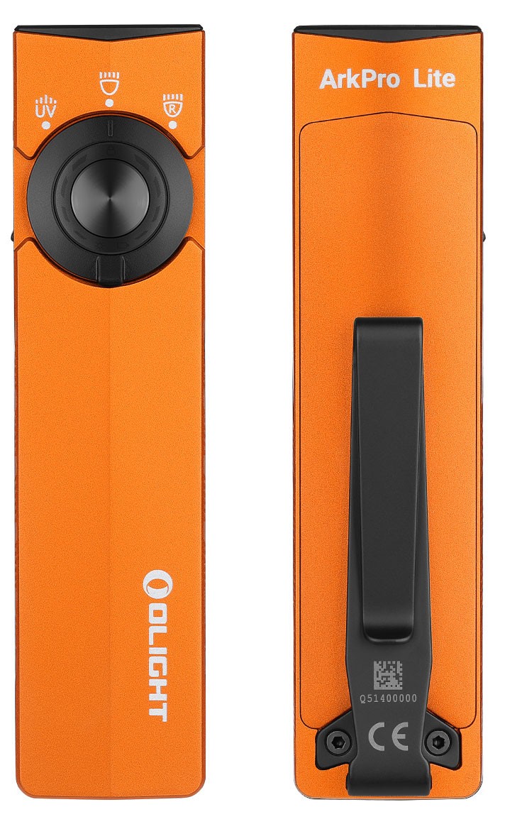Olight ArkPro Lite Orange 3-in-1 Flashlight, 1200 Lumes White, 40L Red, & UV
