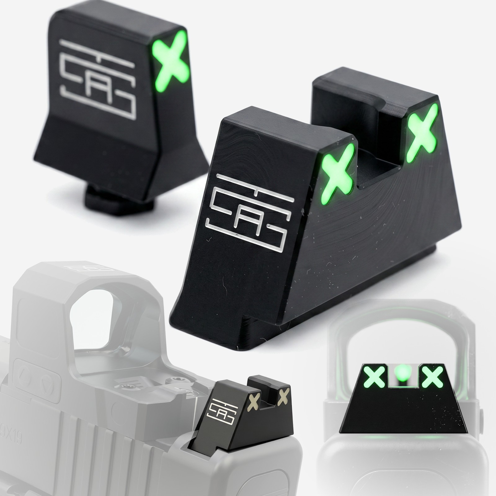 TSA® XXX Glow Iron Sights Fits GLOCK® G43 G43X G48 MOS Co-Witness Set