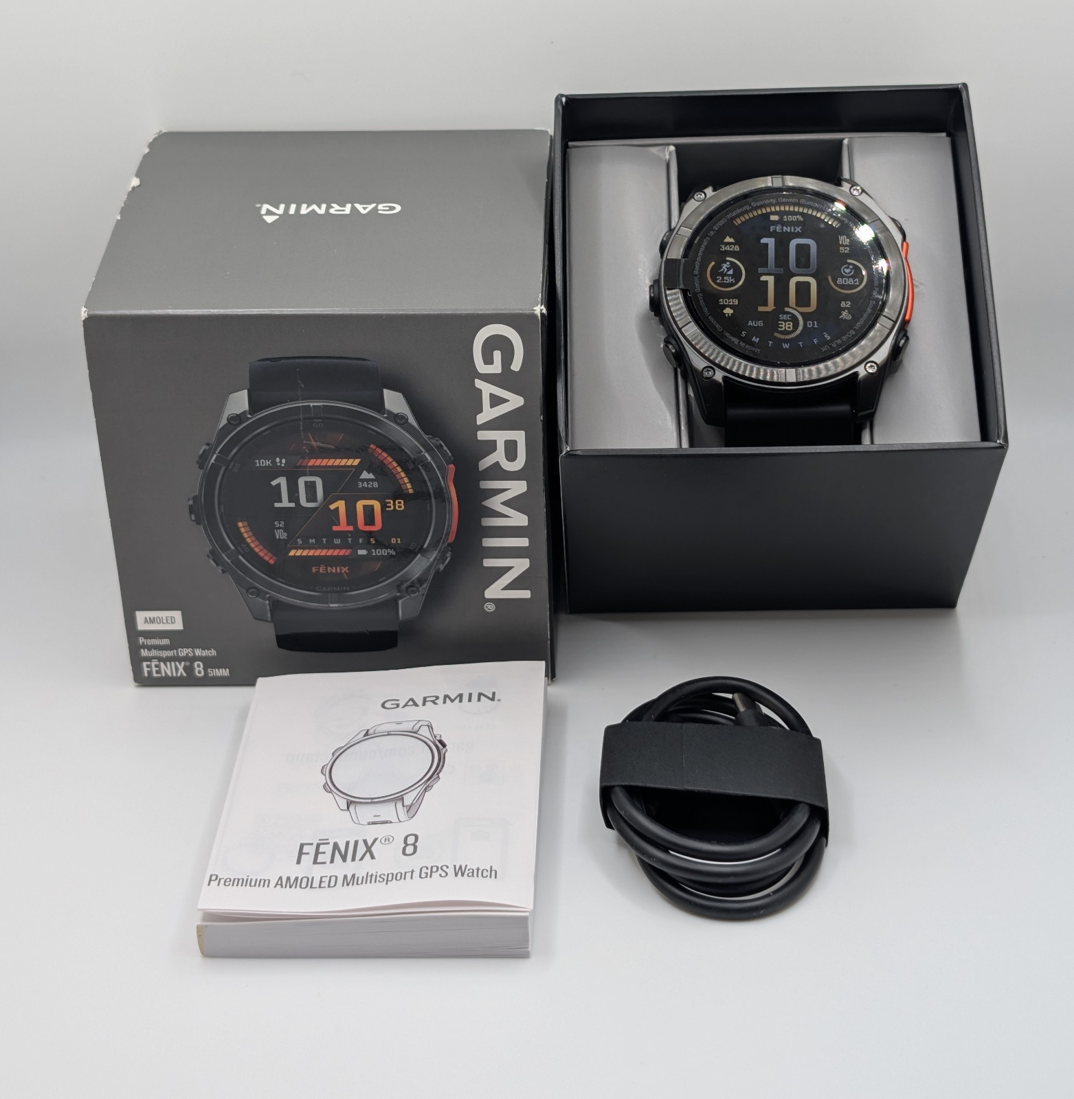 NEW – Garmin Fenix 8 51mm AMOLED Smartwatch, Black (Excellent). ~757~
